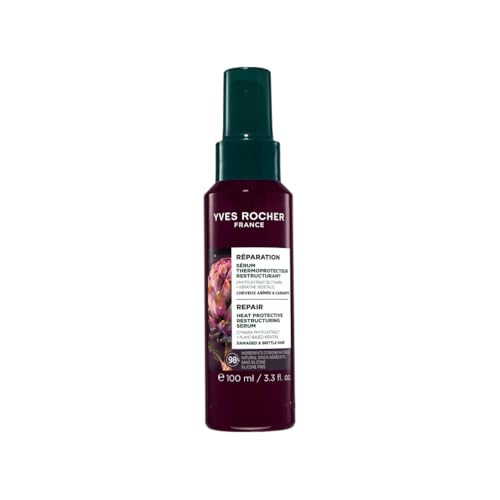 Yves Rocher Sérum Reestructurante para cabello dañado y quebradizo con Protección Térmica – Repara 2 años de daños en 1 uso – Protección hasta 230 °C – Con cynara y queratina vegetal – 100 ml