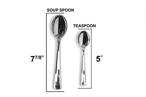 Exquisite Plastic Cutlery, Premium Quality Silverware"Gold/Silver Look Alike"Heavy Duty Plastic Cutlery - 120 Count (Silver, Soup Spoons) #TOP1