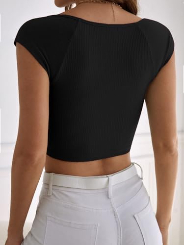 Image of Aahwan Women's Polyester Fitted Royal Solid Square Neck Rib-Knit Form Tee Top (KV-294)