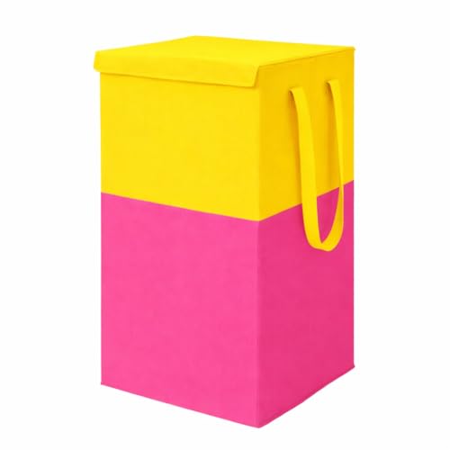 Image of Extra Large Laundry Bag 75 Liter, Foldable Fabric Laundry Basket with Lid & Carry Handles for Clothes Storage (1, pink)