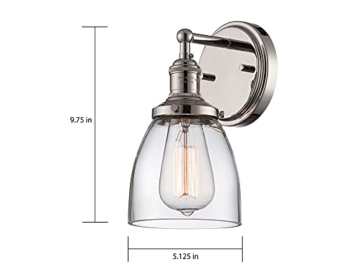 Image of Nuvo Lighting 60 /5414 Vintage Incandescent One Light Wall Sconce Cone Clear Glass Polished Nickel