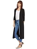 Verdusa Women's Long Sleeve Open Front Long Maxi Cardigan, Black, Size Medium