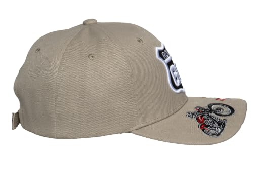 Image of TOP HEADWEAR Route 66 Embroidered Baseball Cap Americana Travel Hat | Mens Womens Historic Highway Inspired Style & Detailed Road Map Embroidery