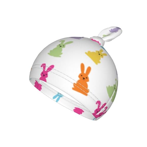 Image of Easter Cute Colorful Bunny Swaddle Blanket with Beanie Hat Set Newborn Receiving Blankets Baby Swaddle Wrap Soft Swaddle Blankets for Baby Boys and Girls