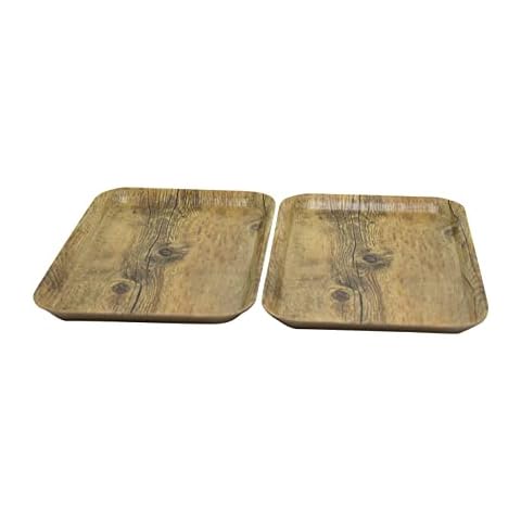 LOK-OSEMILE 2pcs 14.5inch melamine bamboo tray/platform for indoor and outdoor use Cover
