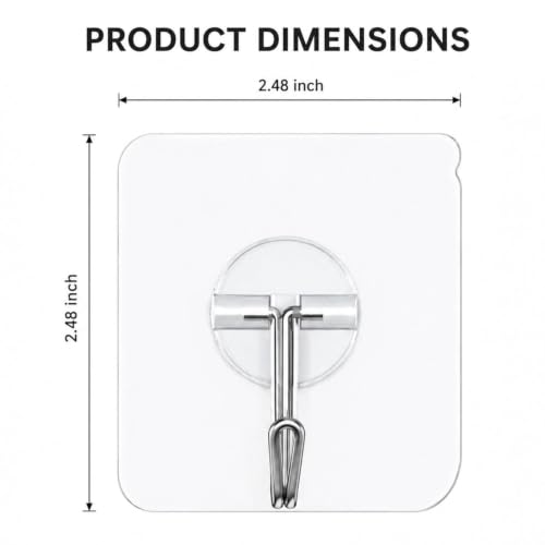 Image of KONVIO NEER Self Adhesive Wall Hanging Screw Hooks Heavy Duty Hanging Sticky Hooks for Kitchen, Bathroom, Decoration |Nail Free, Transparent Wall Screw Hooks (Hanging Hook, 20 Pack)