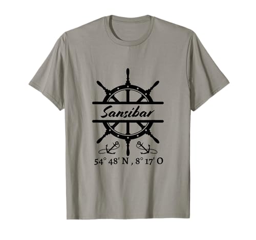 Sansibar Nordseeinsel Sylt-Steuerrad, Anker & Koordinaten T-Shirt