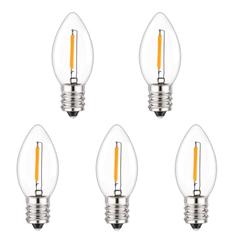 ShuoHui Lampadina a candela a LED C7 E12, 220 V, 0,5 W, vintage, lampadina di ricambio da 7 W, incandescente per luce notturna, 2200 K, super calda, 50 lumen, non dimmerabile (10)