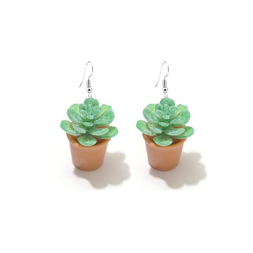 Unique Hanging Plant Earrings - Flower Pot & Cactus Designs - Women's Gifts