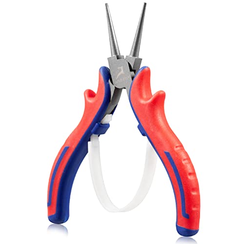 GOLD DEER 5 Mini Pince à Bec Rond Pinces à Bijoux avec Ressort De Rappel, Outils de Fabrication de Bijoux, Serre pour Projet de Fabrication Artisanale de Perles Bricolage