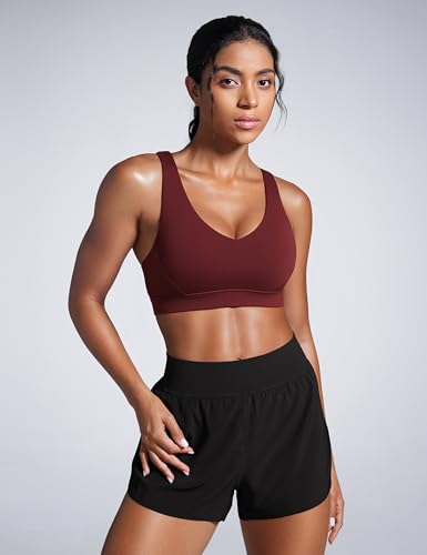 Image of CRZ YOGA Butterbreeze Cross Back Sports Bras | Medium Support, Removable Pads, Training, Fast Dry, Scoop Neck, Cut-Out, Adjustable Wide Straps, for Women
