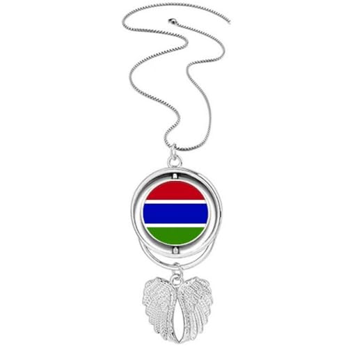 Pendentif drapeau Gambie, cadeau idéal aux ailes d'ange rotatives