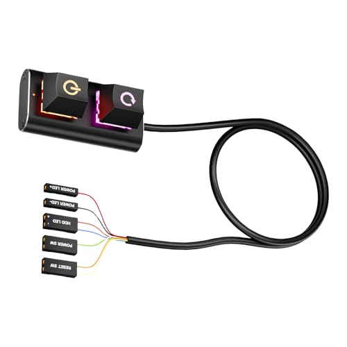 Extensión de Botón de Encendido para PC | Repuestos RGB LED con 2 Teclas | Botón de Reinicio del Ordenador con Cable,para Computadora En Casa Oficina Jugadores Programadores
