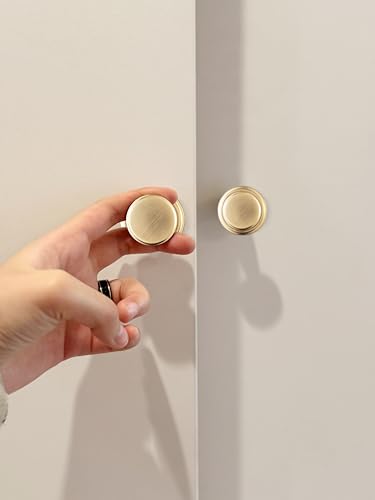 Goo-Ki 6 Pack Cabinet Knobs with Backplate Champagne Bronze Drawer Knobs with Spacer - Single Hole Cabinet Pulls Dresser Handles Zinc Alloy Kitchen Hardware