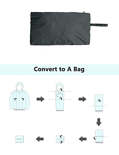 Mapamyumco Women's Waterproof Hooded Rain Jacket, Outdoor Windbreaker Rain Shell Coat, Ultralight Packable Gray L #TOP4