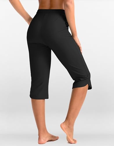 Pudolla Women's Swim Capris 18" Quick Dry UPF50+ Swimsuit Pants Long Board Shorts for Women with Pockets3