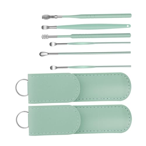 SOPOTUTU 2 Juegos Sets de Limpiadores de Oídos Portátiles Inoxidable Herramientas Prácticas para Cuidado Auditivo de Cera