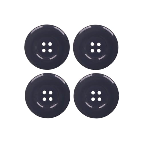 Image of Pack of 12 Resin Big Black Buttons Diameter 48 L| 4 Holed for Sewing and Art and Craft Round Buttons with 4 Holes