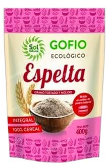 Gofio de Espelta Integral, Grano Tostado y Molido, 100% Cereal, 400 g. Pack de 2
