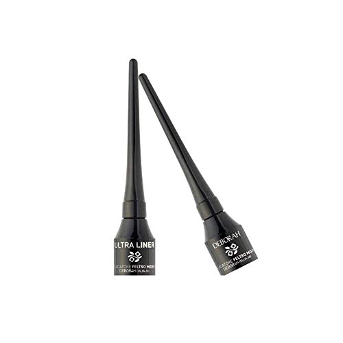 Deborah Milano - Ultraliner Eyeliner Nero Liquido ad Alta Definizione, Finish Matte Intenso, Pennello Fine in Feltro Morbido per Applicazione Precisa, Oftalmologicamente Testato, 2.5 gr