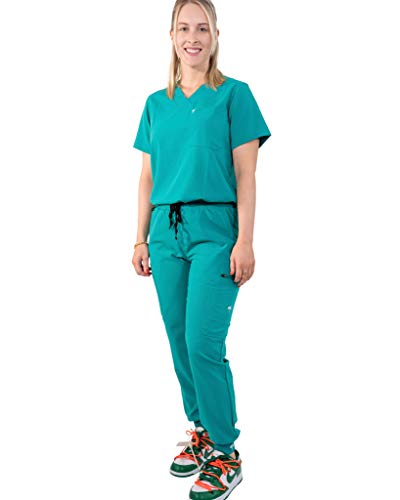 Image of Mim Jogger Scrub Pants for Women, Skinny Leg Joggers, Burgundy, Black, Navy Blue, Green