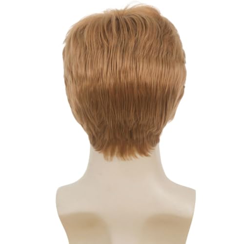 Kaneles Blonde Wigs for Men Short Layered Natural Hair Wig for Male Guy Halloween Cosplay Costume Wigs(Blonde)