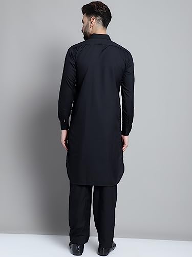 Image of Jompers Men's Cotton Solid Pathani Kurta With Pant