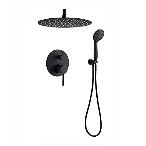 Système de douche de pomme de douche avec robinet mitigeur encastrable noir