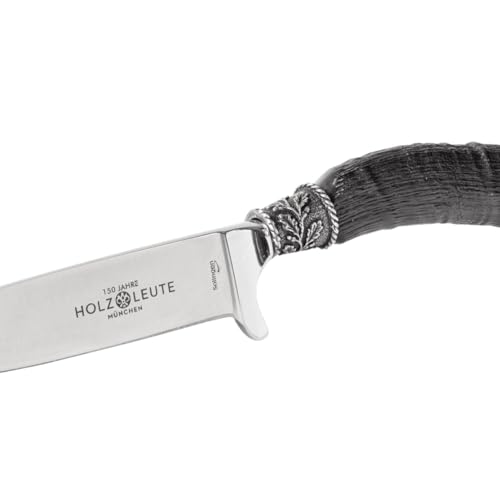 Foto von Holz-Leute Trachtenmesser, Jagdnicker, Hirschfänger für die Lederhose aus Gamshorn mit versilberter Kappe