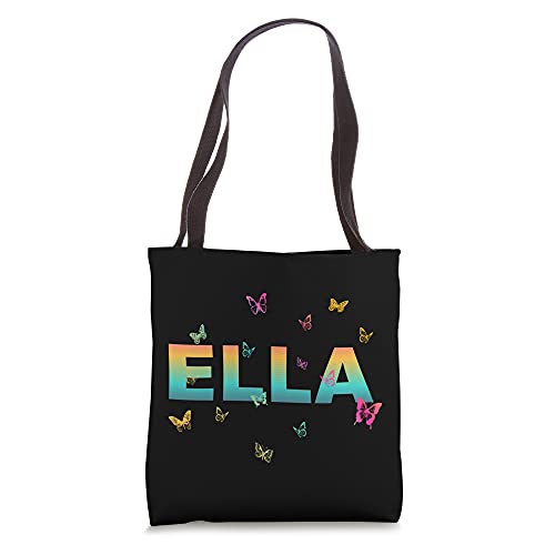 Ella Beautiful Name Tote Bag con mariposas
