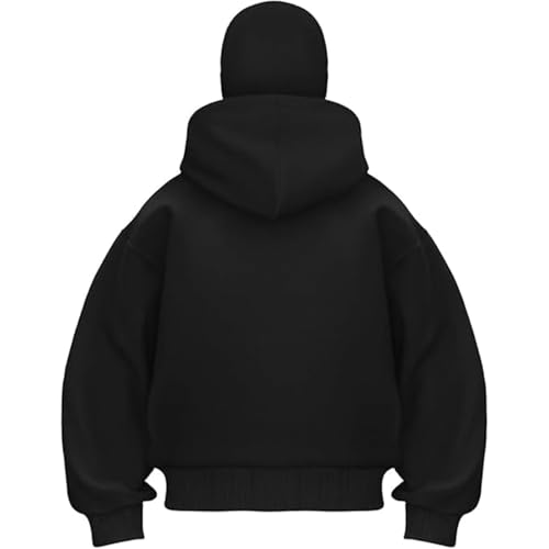 Balaclava Hoodie Zippe, Double Hooded Zip Jacket, Built-In Eye Mask, Full Zip Hooded Sweatshirt, Unisex3