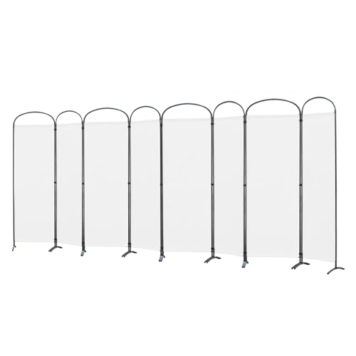 Angel Living Biombo de 8 piezas para oficina, balcón, dormitorio, jardín, 448 x 182 cm, color blanco