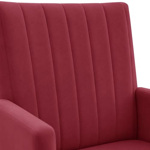 Image of Rosebell Modern Accent Chair for Living Room | Single Seater Chair with Armrests & Metal Legs | Comfortable Lounge Chair for Bedroom, Reading & Office | Red