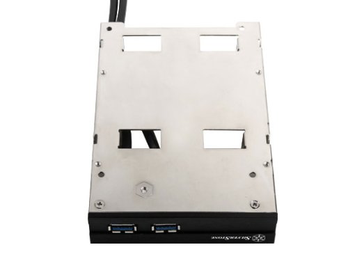 SilverStone Technology FP36B Aluminum Front Panel 2X USB 3.0 Ports with 3.5-Inch to 2X 2.5-Inch Bay Converter Device (Black) - Thumbnail 5