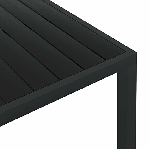 Voupuoda Garten-Esstisch WPC Aluminium, Schreibtisch, Gartentisch, Buffettisch, Beistelltisch 185 x 90 x 74 cm Schwarz – Bild 5