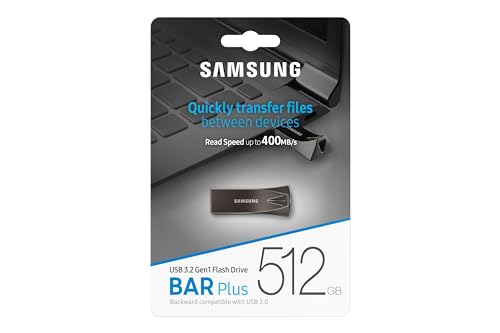 SAMSUNG 512 GB Bar Plus USB Flash Drive, cinza Titan