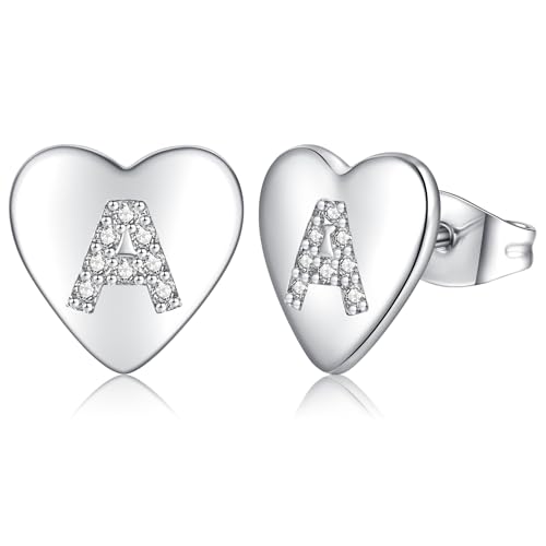 Orecchini Donna Argento 925, Piccoli Orecchini Cuore Lettera Orecchini Argento