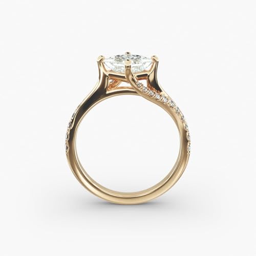 1-5 Carat Princess Cut Bypass Pavé Kite-Set Engagement Ring D color VVS1 purity 10K 14K 18K Solid Gold & 925 Sterling Silver Engagement Rings for Women Wife Wedding Rings Gifts3