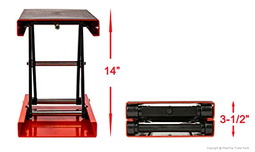 PEAKTOW Heavy Duty 1100 LB Wide Deck Motorcycle Scissor Lift Jack, Crank Center Stand with T Handle and Safety Bar for Motorcycle, ATV, Dirt Bike, and Scooter by PEAKTOW - Image 4