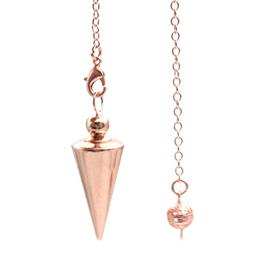 Copper Metal Spiritual Point Pendulum, Divination Dower Reiki Healing Pendulum Chain, Balancing Pendant for Divination Healing Dowsing Wicca Balancing Pointed Cone Pendant Pendulum(Rose Gold)