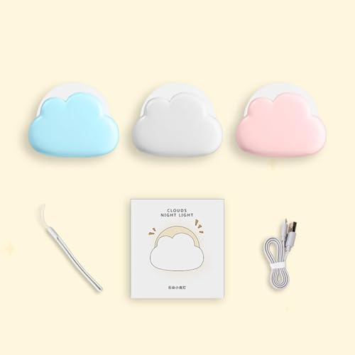 Adiwo LED Nachtlicht, Dimmbar Kinder Nachtlicht Wiederaufladbares Wolkenform Nachtlicht Baby für Schlafzimmer USB Aufladbar Mobile Led Nachtlichtlampe für Kinder als Geschenk zum Einschlafen Weiß