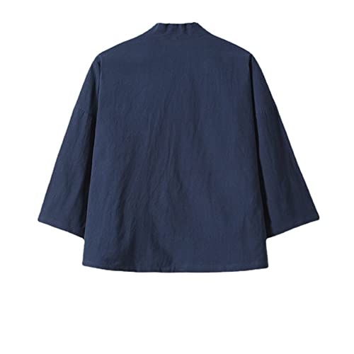 Japanese Kimono Robes Traditional Crane Print Haori Cardigan Yukata Jackets Hip Hop Streetwear for Men Women (navy,3XL,mens,US,Alpha,Adult,Unisex,3X-Large,Regular,Regular) - Thumbnail 2