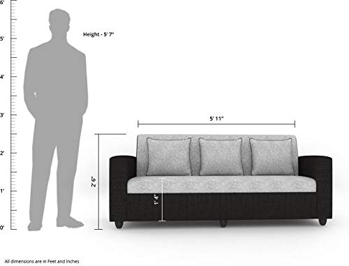 Image of Bharat Lifestyle Tulip Soft Touch Fabric 3 Seater Black & Grey Sofa, Luxurious Looks and Comfortable Sofa for Living Room, Bedroom, Home and Office, Assembly DIY(Do-It-Yourself)