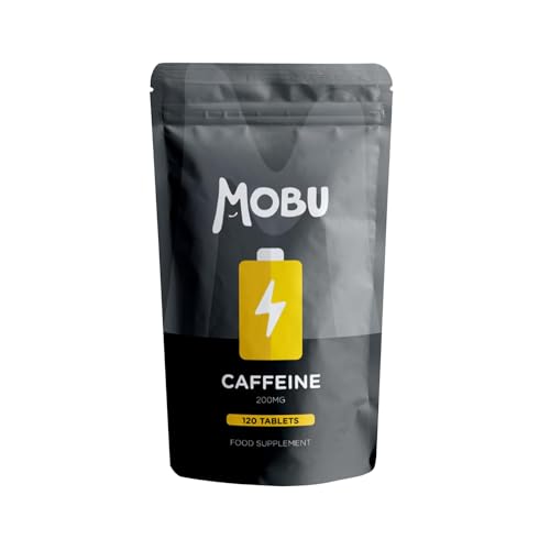 Caffeine Tablets 200mg 120 Energy Tablets | Focus Concentration Energy Boost & Exercise Support Pre Workout | Improve Focus | Vegan UK Made | MOBU