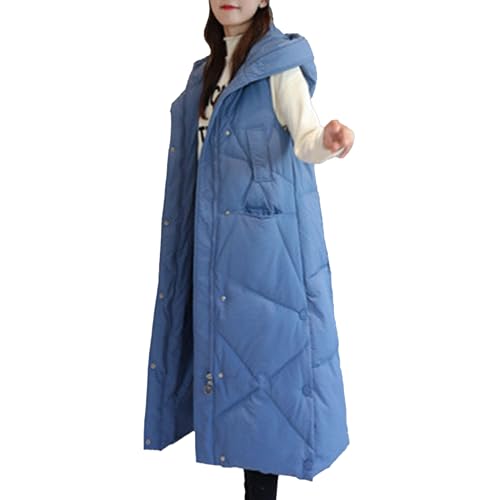 Veste matelassée chaude sans manches avec capuche grand manteau d'hiver long et isolant