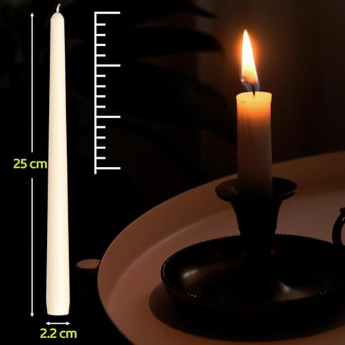 Taper Dinner Candles, Non-Drip Table Candlesticks, Unscented Ivory, 7-Hour Burn Time, Long-Burning Tapered Candles, Paraffin Wax with Cotton Wicks, 50 Pack - Image 2