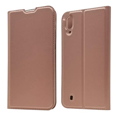 Hülle® PU TPU Ultra Thin Flip Case with Card Slot and Stand Function for Samsung Galaxy A10(Rose Gold)