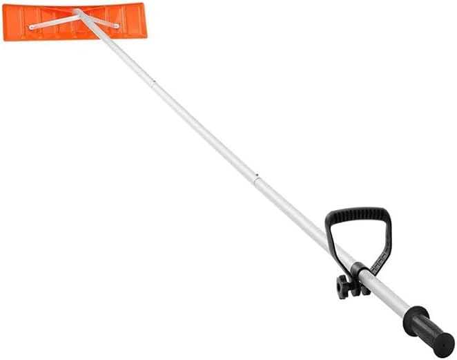 Telescoping Snow Roof Rake, Extendable Handle Aluminium Roof Snow Removal Tool, Roof Snow Rake for House Garage Leaves Debris