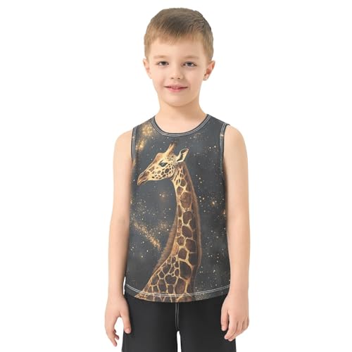 Boys Tank Top Shirts Giraffe Galaxy Stars Animal Sleeveless T-Shirts Crew Neck for Kids Clothing Children2