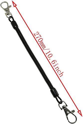 Magic&Shell 2Pcs Black Silver Tone Portable Spiral Stretchy Spring Coil Cord Rope Chain Strap With Lobster Clasp And Keyring #TOP3